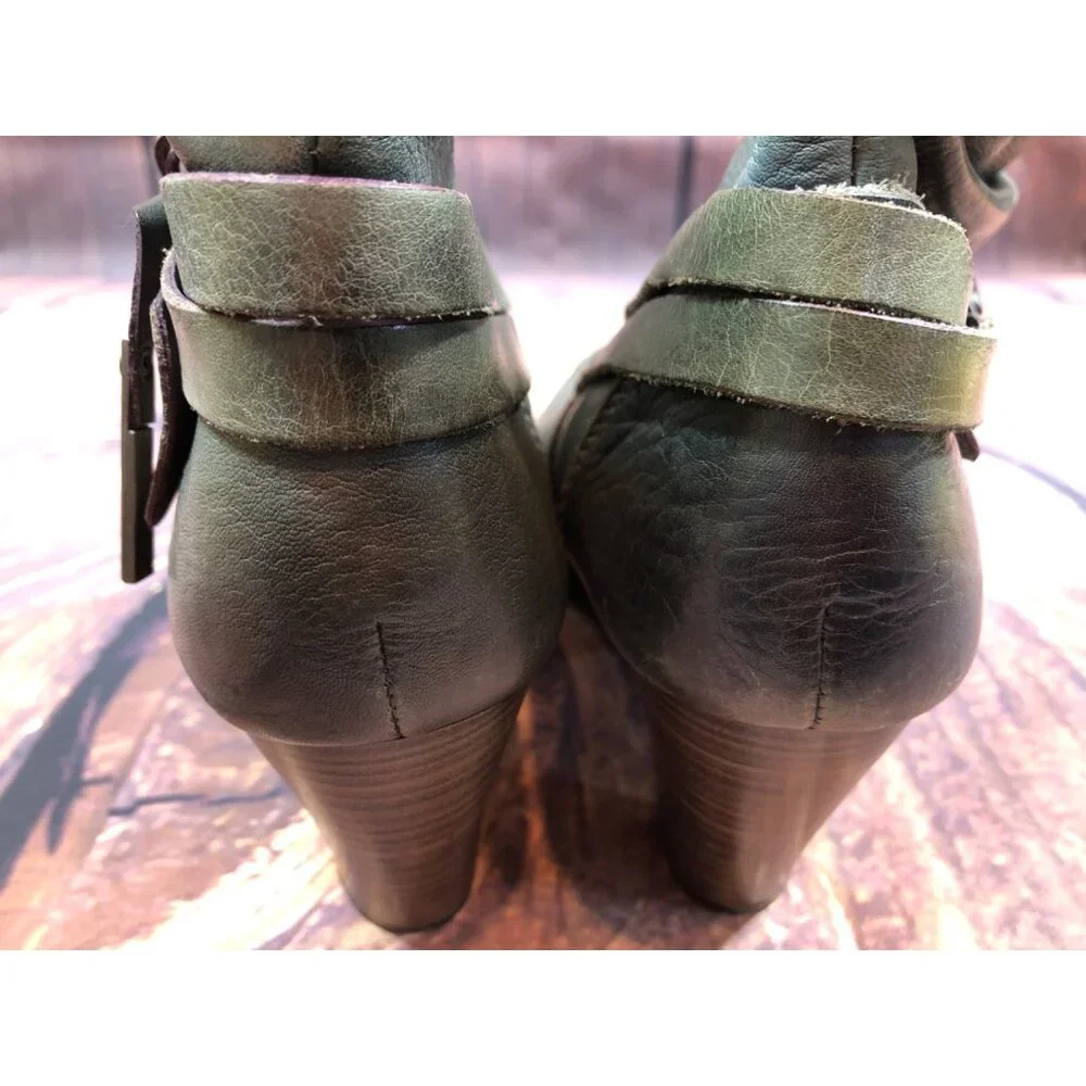 Pikolinos Womens 40 /US 9 - 9.5 Green Leather Heeled Side Zip Booties Boots (t7 - Picture 9 of 10